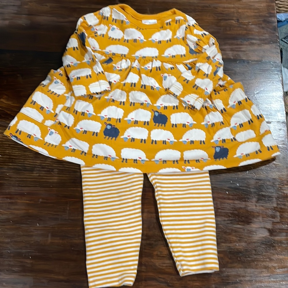 Hanna Andersson baby dress and leggings 6-12 months